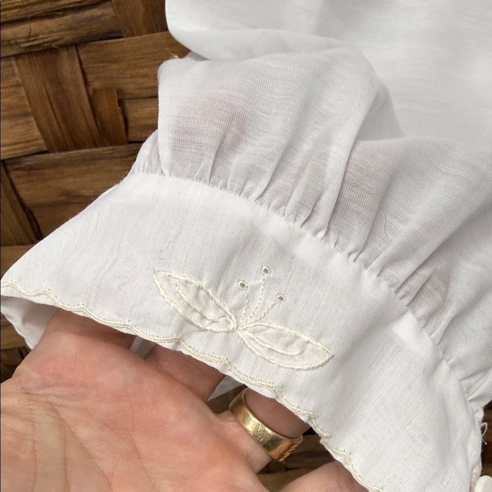 White Long Sleeve Blouse with Embroidery - Picture 2 of 5